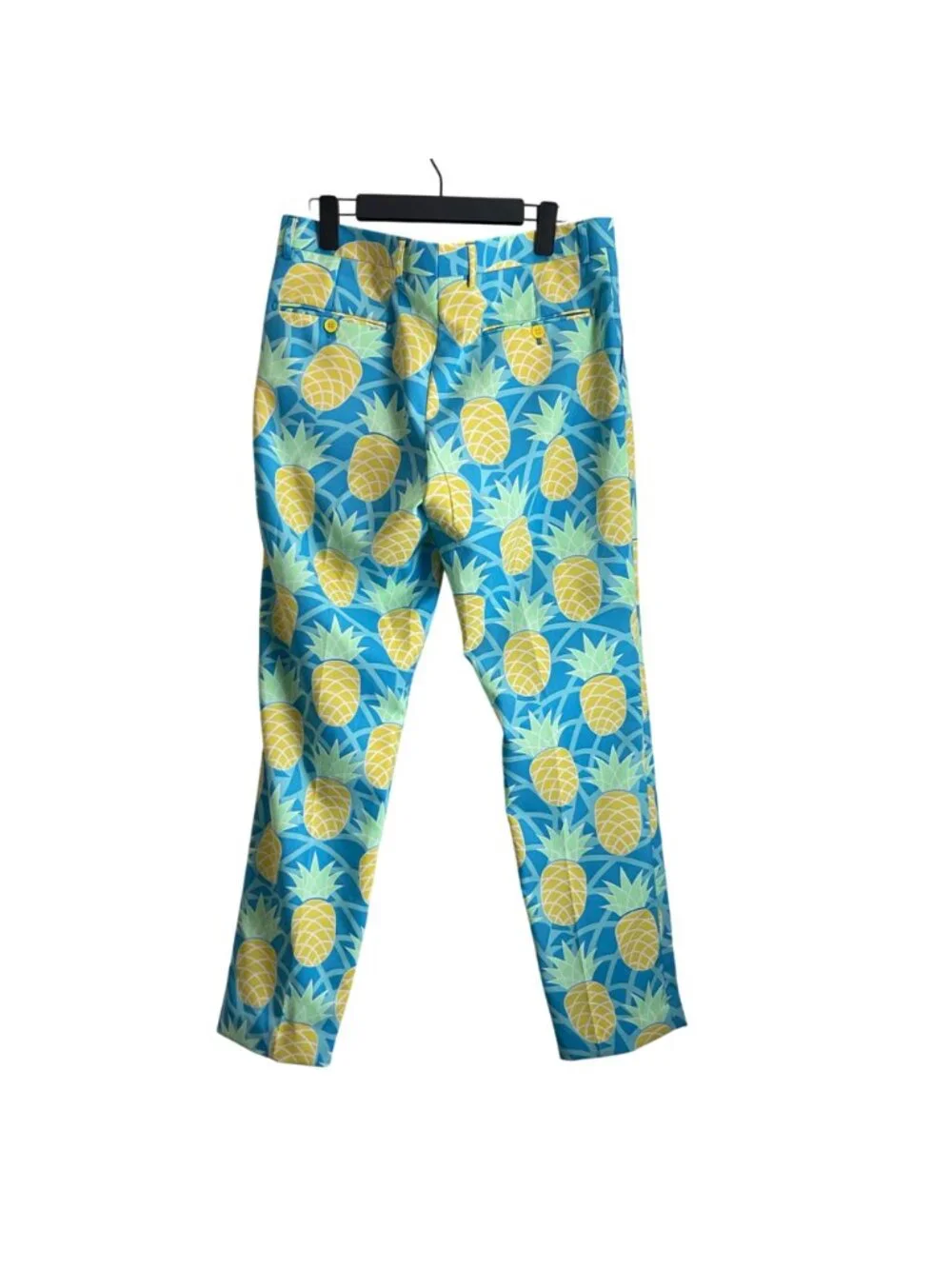 OppoSuits Mens Pineapple Print Suit Size 38 Shineapple Blue Novelty Tropical Set